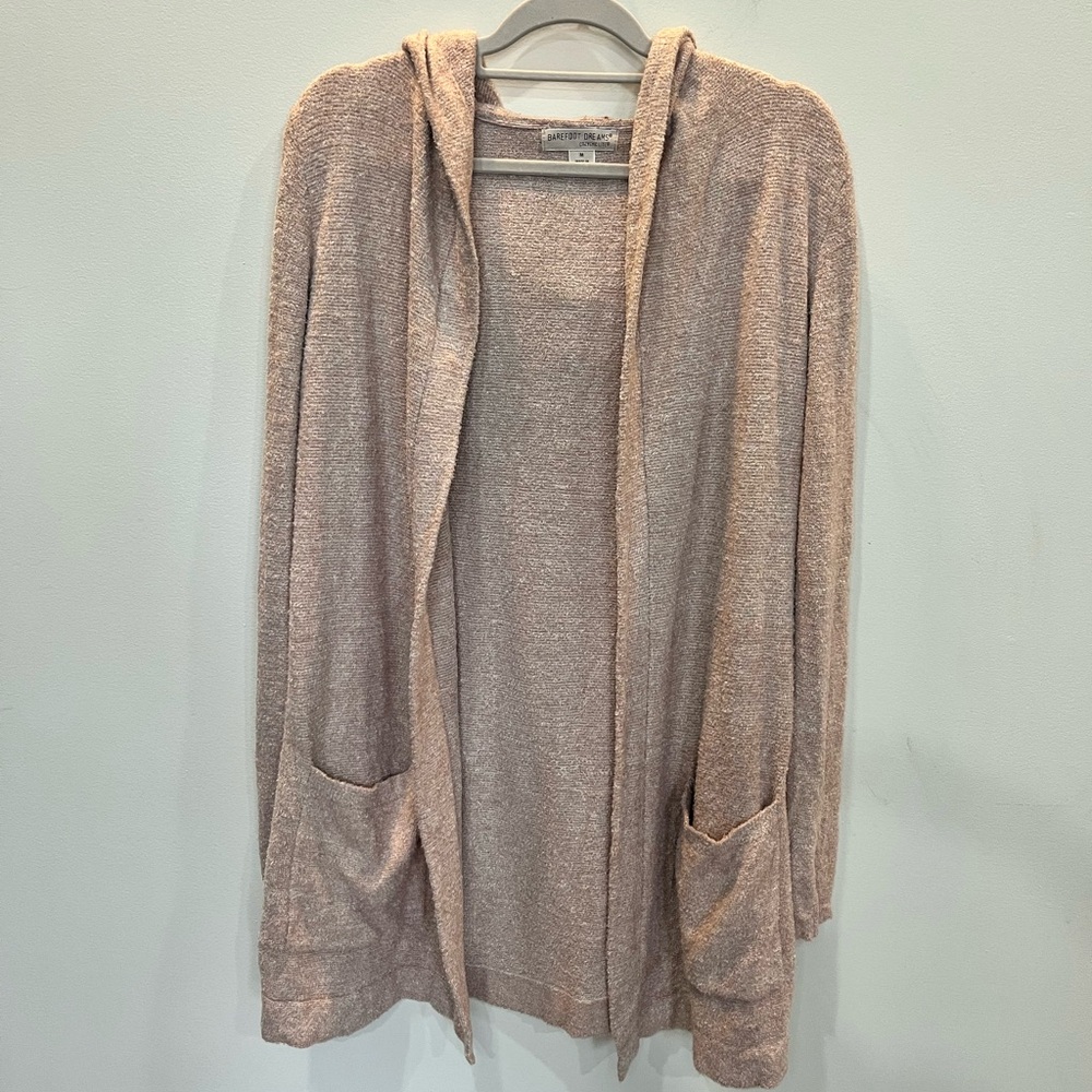 Barefoot Dreams Cozychic Lite Hoodie Cardigan Women's Size M Dusty Pink‎ Lounge
